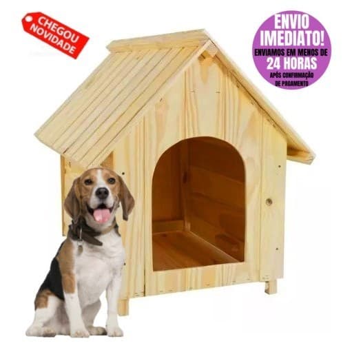 Casinha de Madeira N4 Para Cachorros Cães Porte Médio Feito de Madeira Pinus Casa Pet Numero 4