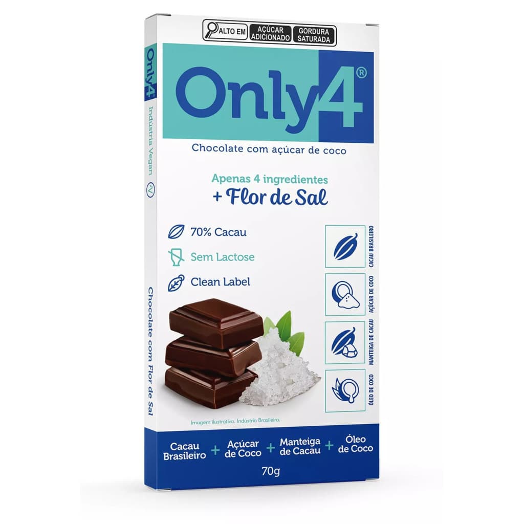 Chocolate Only4 Flor De Sal 70 % Cacau Importado Original Pronta Entrega