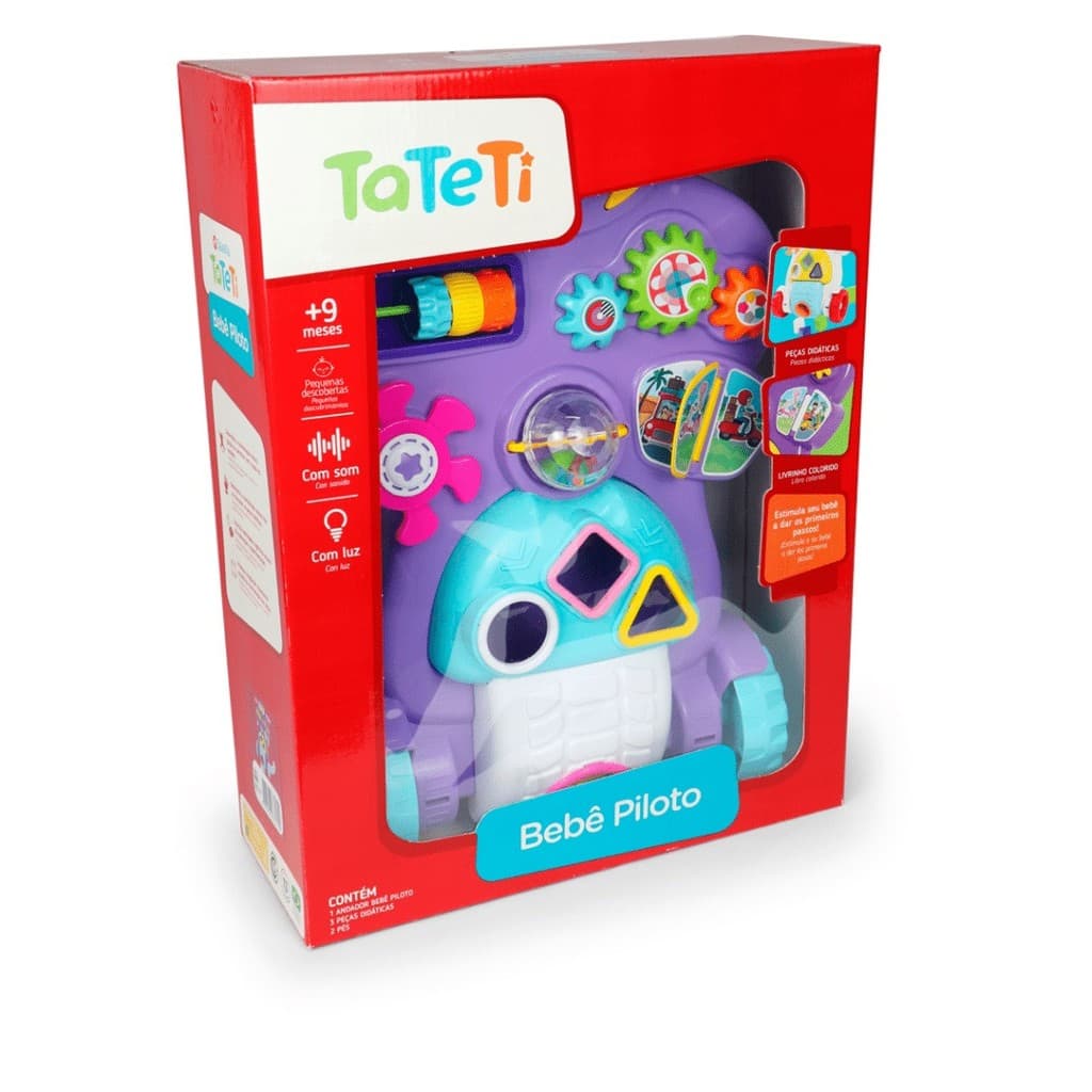 Andador Interativo Bebe Piloto Rosa e Roxo