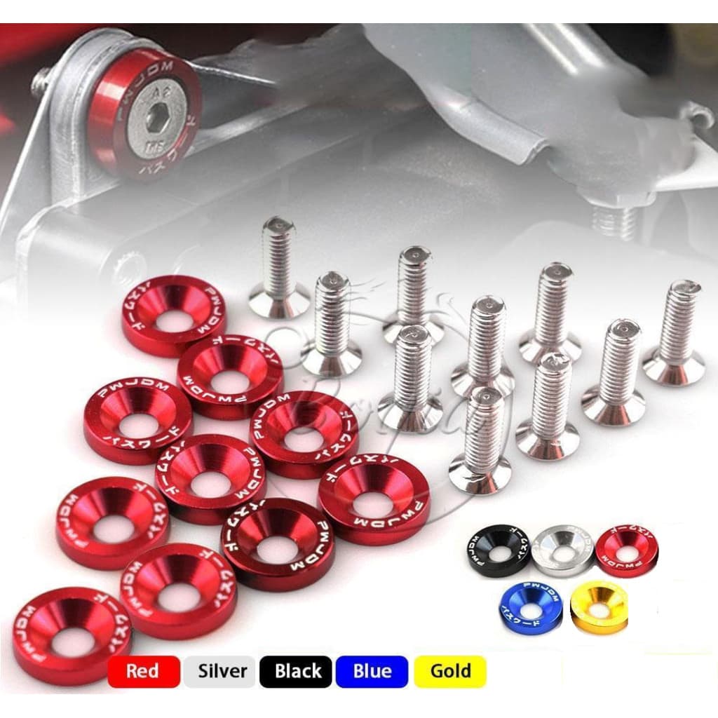 Parafusos E Arruelas De Alumínio Fender Kit 10 Peças Estilo M6 JDM Para Pára-Choque Honda Civic Motos Universal