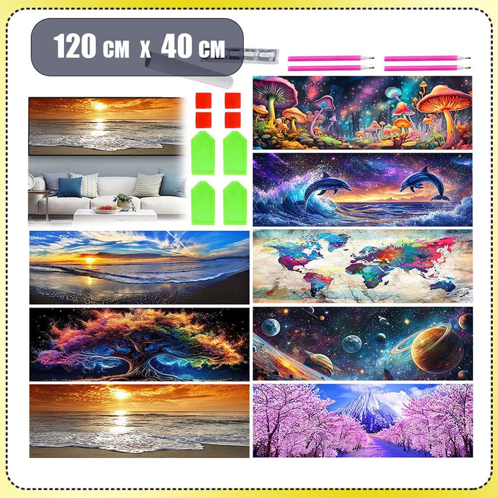 120x40cm Pintura Diamante 5D Pintura de Diamante Pintura Com Diamante Digital 5D DIY Redondo Diamond Decorativa Pintad