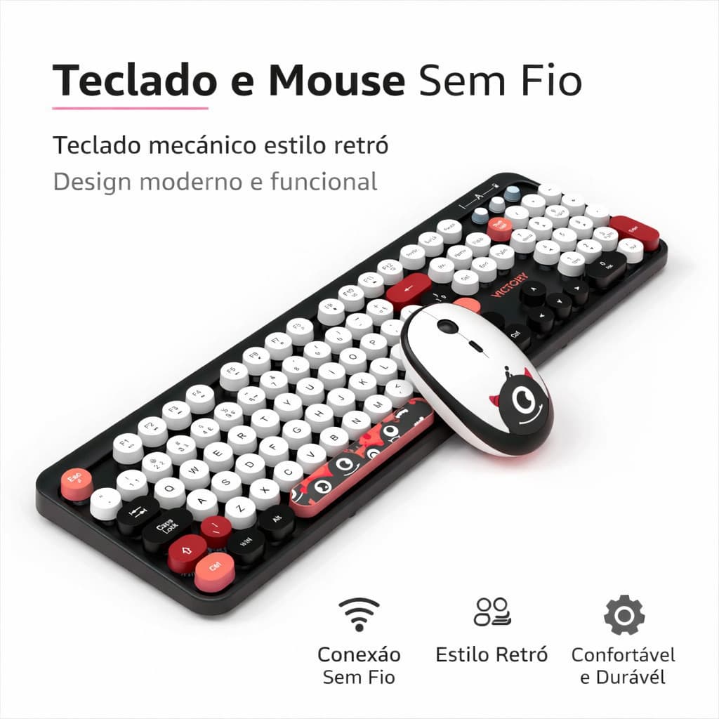 TECLADO E MOUSE SEM FIO RF 2,4GHZ RECEPTOR NANO USB VICTORY VT-216