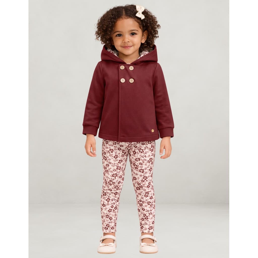 Conjunto Infantil Milon Inverno Menina Casaco Moletom Peluciado e Legging Molicotton 2001500