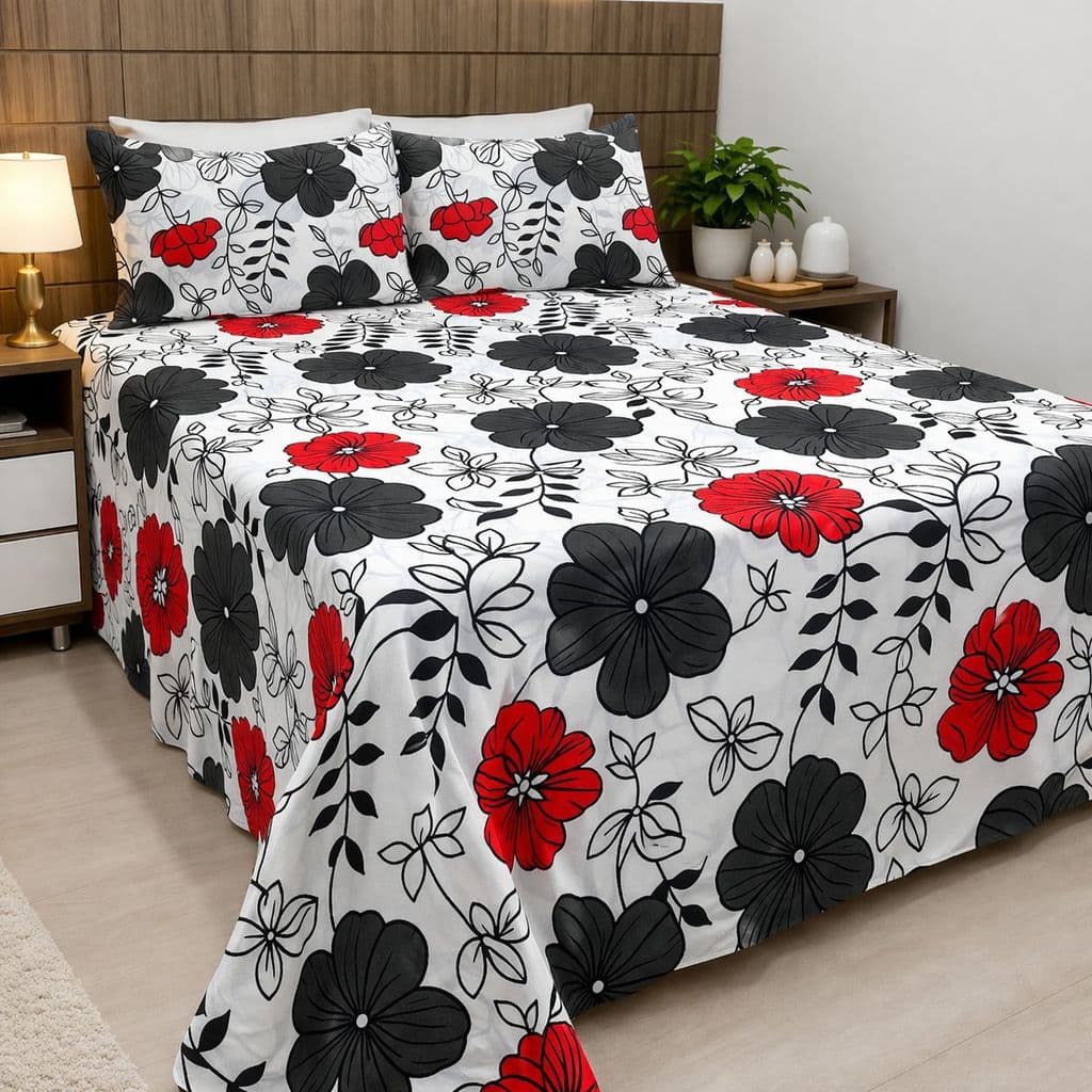Jogo de Cama Casal Queen 800 Fios Estampado 100% Algodão Cobre Leito  Sem Elástico + 2 Fronhas