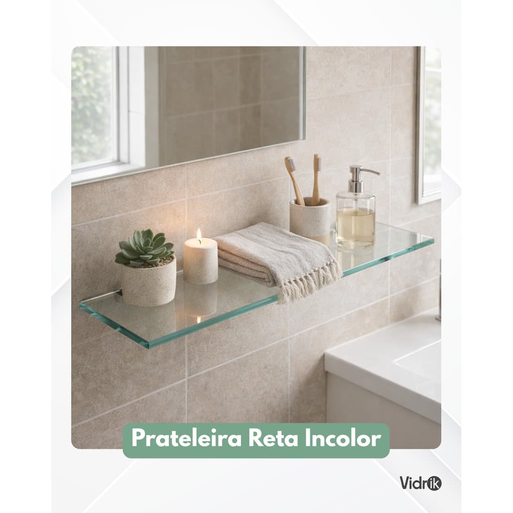 PRATELEIRA DE VIDRO ORGANIZADOR COZINHA  50X15 8MM INCOLOR