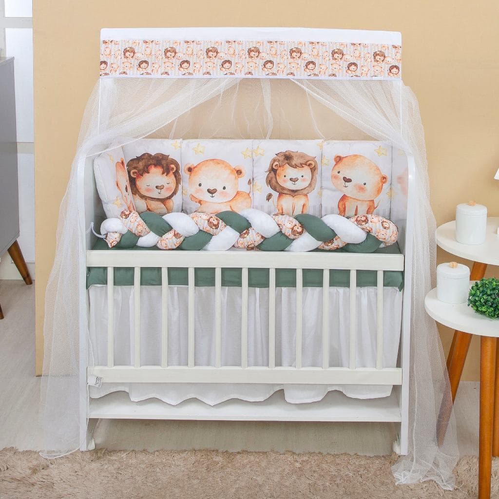 Kit Mini Berço Completo Enxoval Bebê Menino Leaozinho