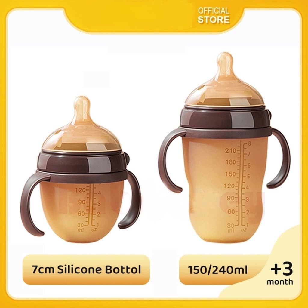  Comotomo mamadeira de silicone Olile garrafa de leite natural com alça e bico de canudo com bola de gravidade mamadeira