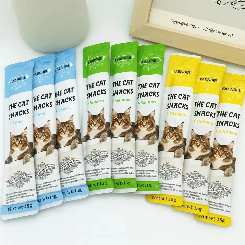 Kit 12 Snack Tipo Churu, Pate Cremoso Para Gato Fácil Consumo Saudável Saúde Renal Sabor Frango E Salmão