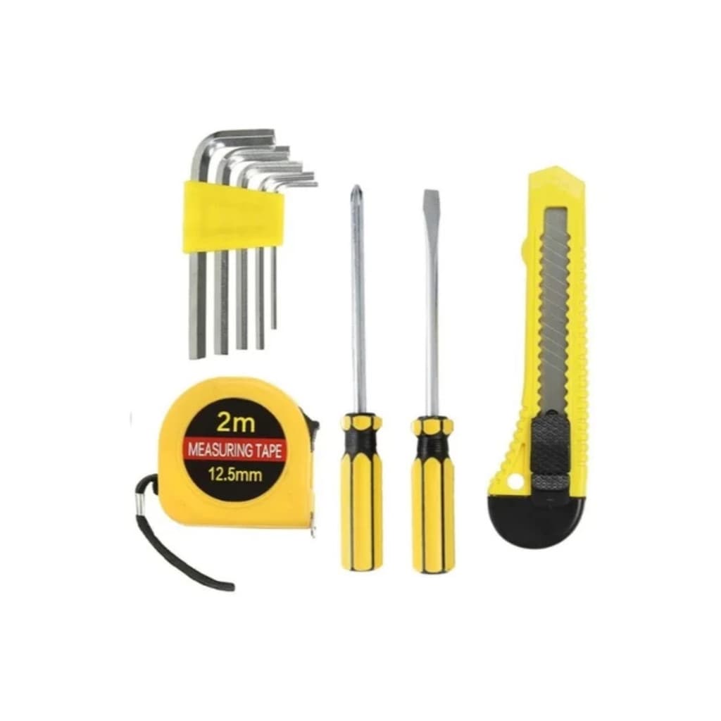 Kit Ferramentas 9 Peças Completo | Fenda, Philips, Allen, Estilete e Trena