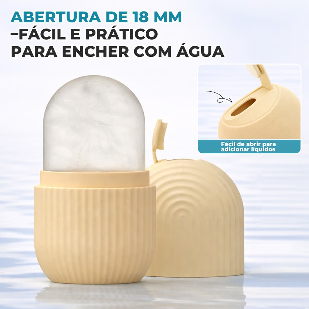 Rolo Facial de Gelo Silicone | Alivia Inchaço e Olheiras | Massageador Skincare Anti-idade