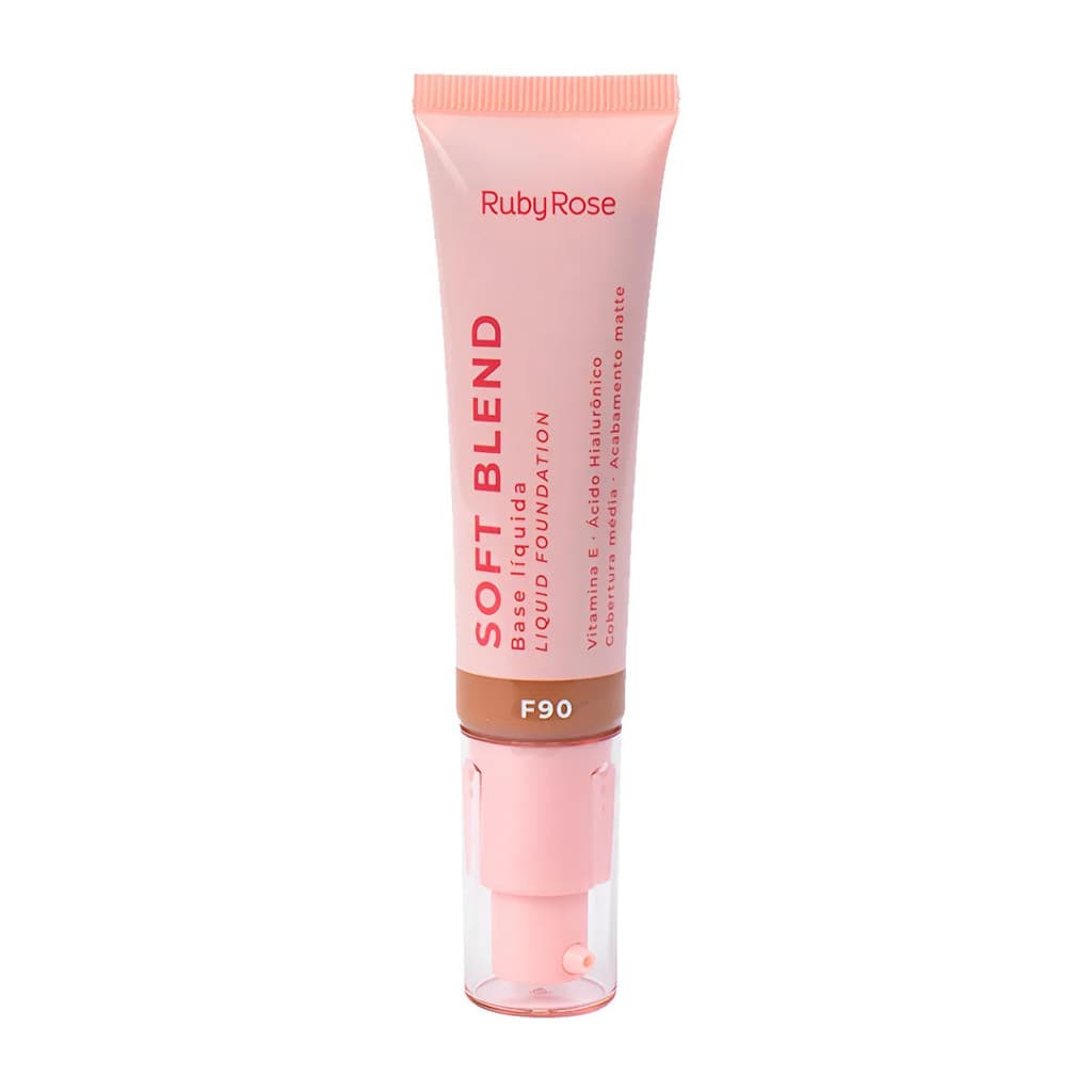 BASE LÍQUIDA RUBY ROSE ROSA SOFT BLEND F90 MÉDIA COBERTURA 30G HB-M301-9