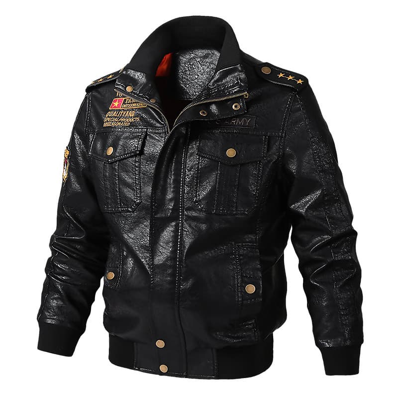 Jaqueta de couro masculina jaqueta de couro de vôo americano primavera outono jaqueta solta gola alta pu roupas de motoc