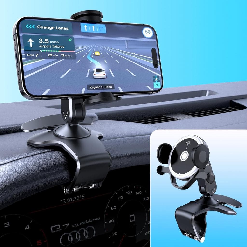Universal 360 ° Suporte Giratório Para Telefone Painel Carro-Com Clipe De Mola , Sem Adesivo Ferramentas , Ajustável Em 