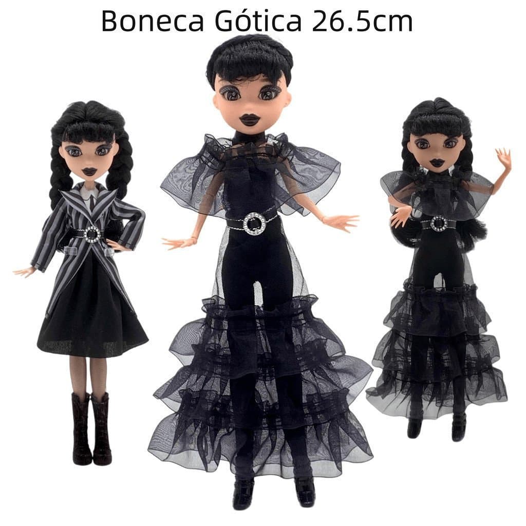 Boneca Gótica, Boneca Articulada, Boneca 26.5cm, Presente Infantil, Brinquedo Menina