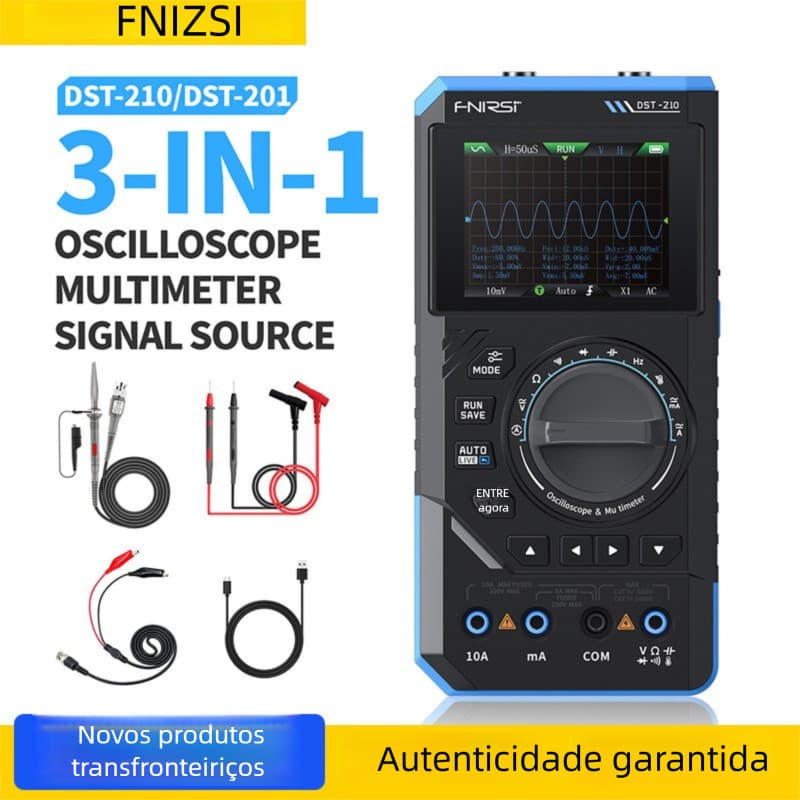 Dispositivo Mágico 3-em-1 Mais Vendido! FNIRSI DST210 19999 Multímetro Digital 10M Osciloscópio Fonte de Sinal