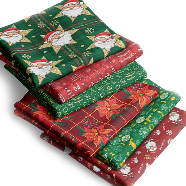 Tecido Tricoline Estampado Natal Costura Papai Noel Artesanato Patchwork Pano Decoração