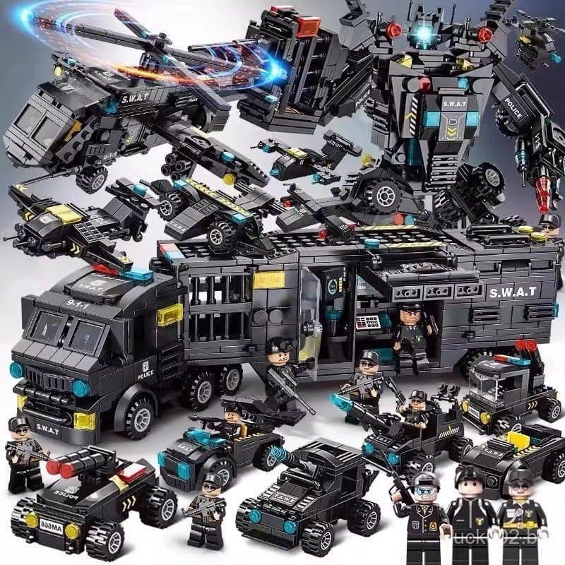 1.000 peças de blocos de montar Lego China SWAT, ônibus e caminhão, brinquedo educativo de montagem para meninos
