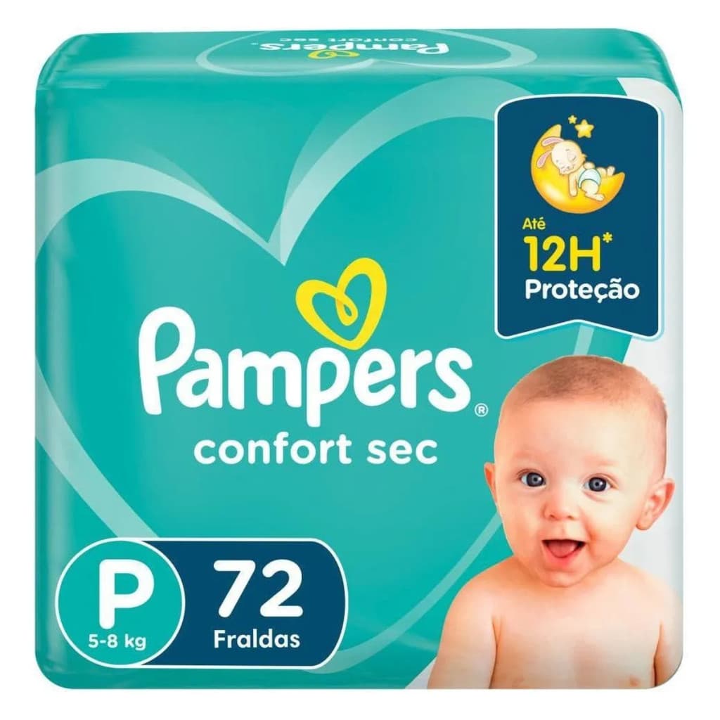 Fralda Infantil Pampers Confort Sec P 72 Unidades