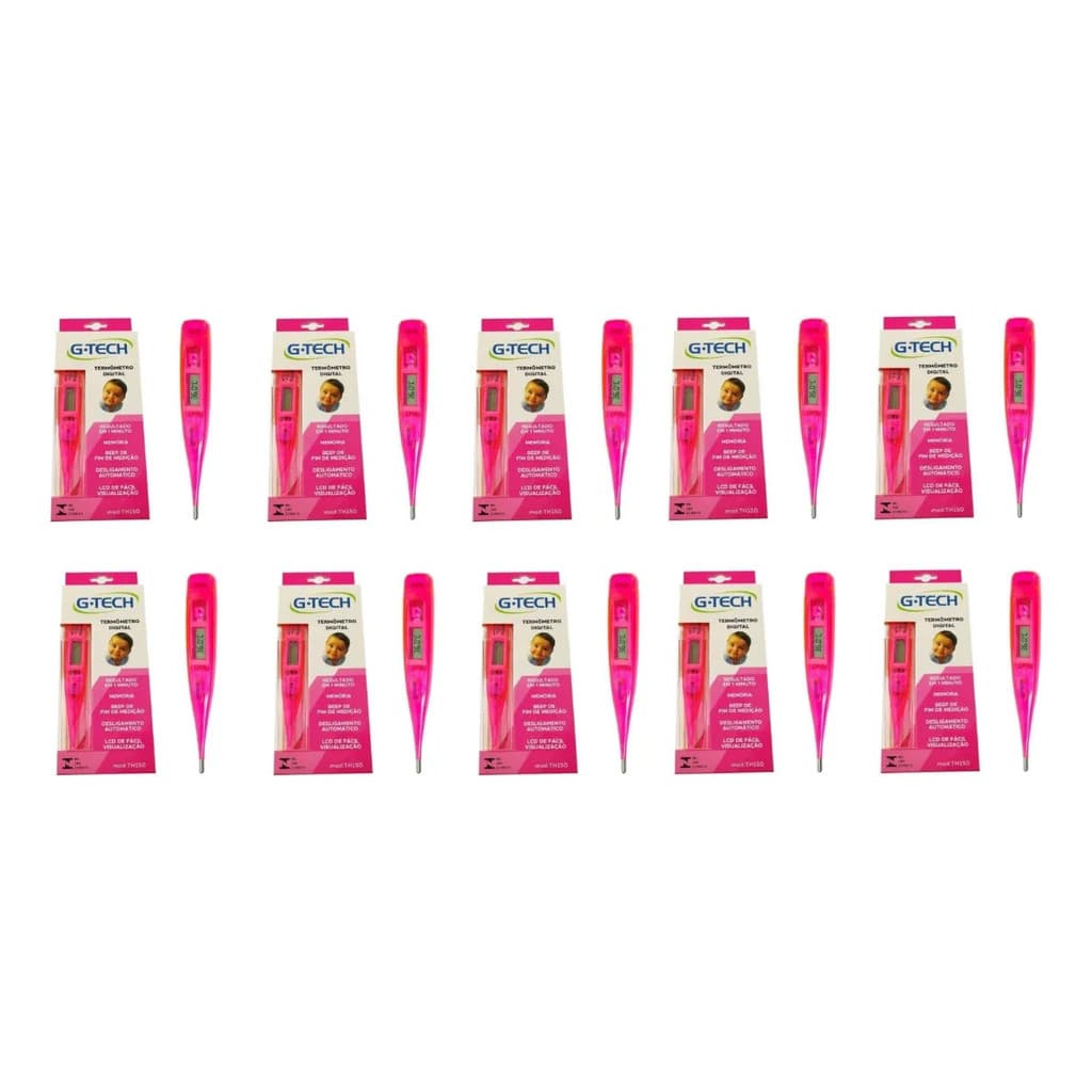 Kit Termometro Digital Axilar Rosa G-tech Com Beep - 10 Und Digital Axilar Termometro