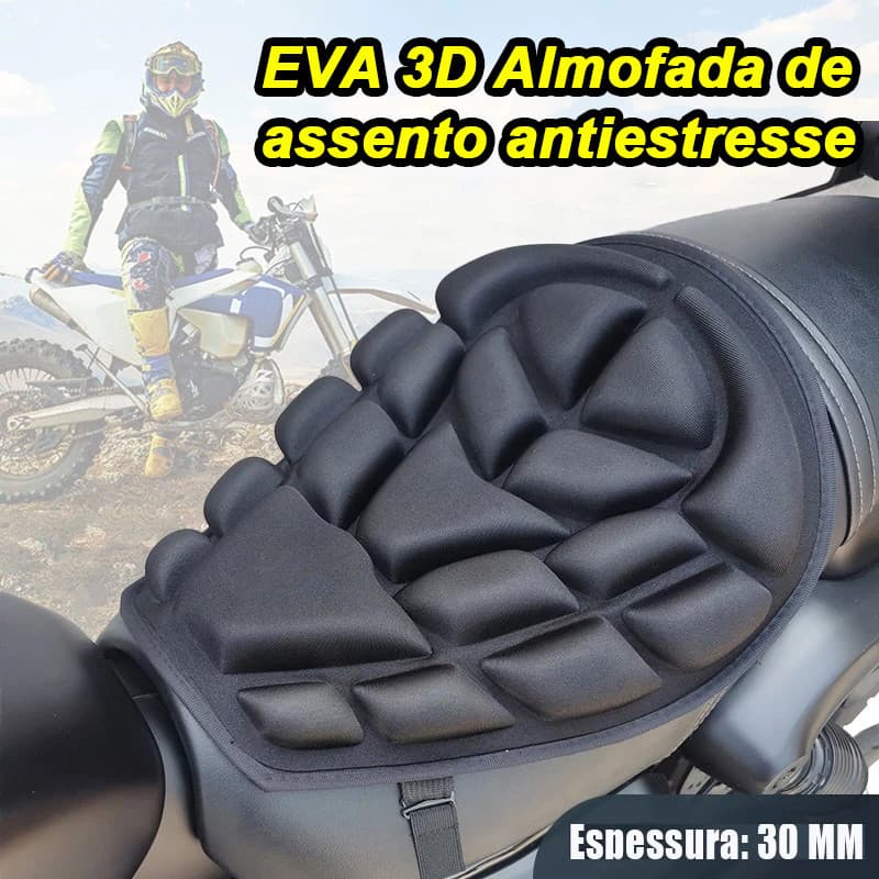 almofada assento respiravel 3d ergonômica para moto antiderrapante com proteção solar alivio costas