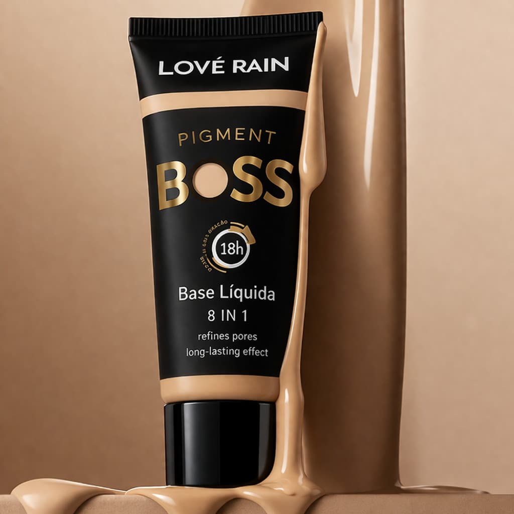 Base Líquida Pro Skin Pele Coreana  8 em 1 Longa Duração 18 horas Matte   - Lové Rain Cosméticos