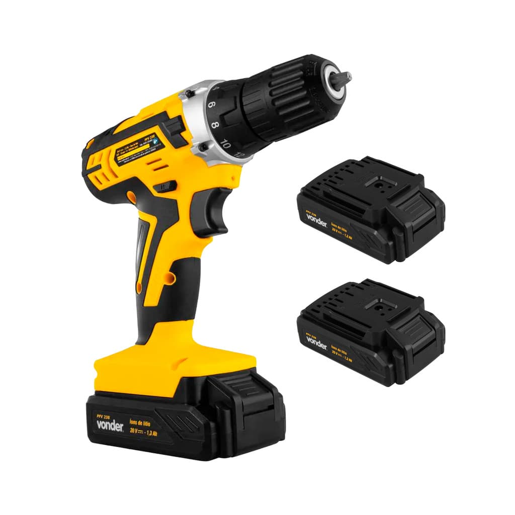 Parafusadeira e Furadeira de Impacto Vonder 20V com 2 Baterias