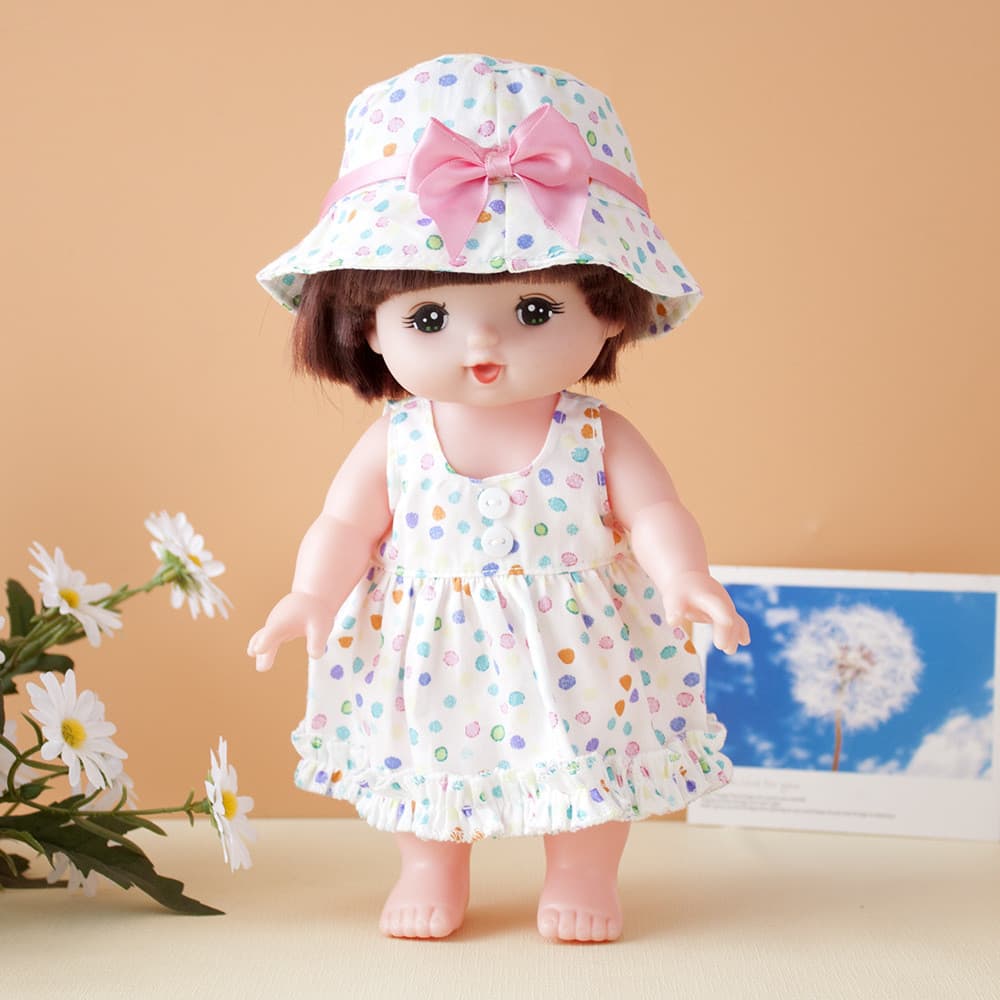 Boneca articulada com chapéu, vestido, acessórios de vestuário, roupas para vestir bonecas, conjunto de chapéu, saia e c