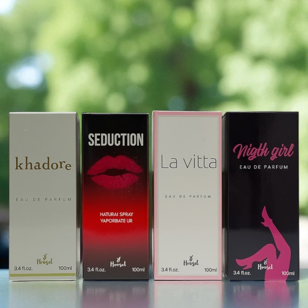 Kit com 04 perfumes feminino, 100ml cada fragrâncias importadas