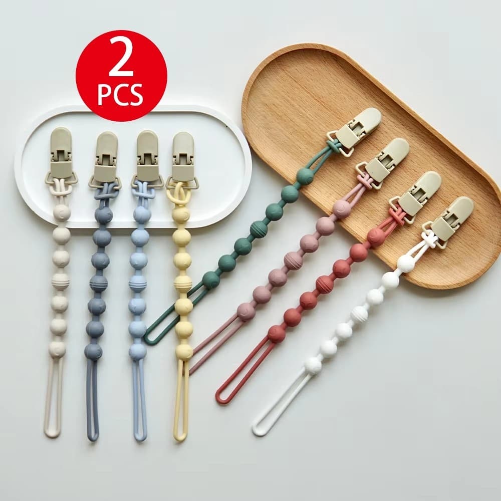 2 Pçs/Lote Clipes De Chupeta Do Bebê Integrado silicone Corrente Mordedor Dentição Brinquedos Manequim Clipe Titular Pre