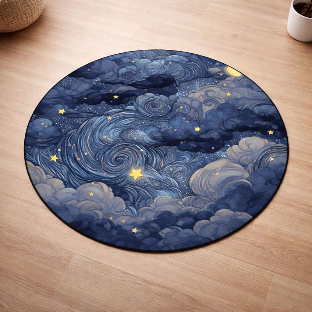 Tapete Redondo Decorativo 88cm Antiderrapante para Sala e Quarto 2166