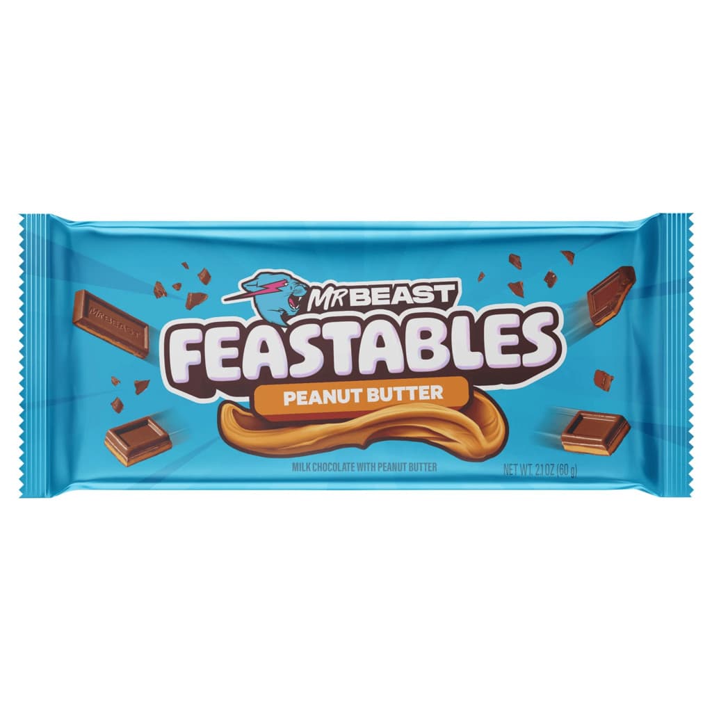 Barra de chocolate MrBeast Feastables 60g - Peanut Butter Importado Original Pronta Entrega
