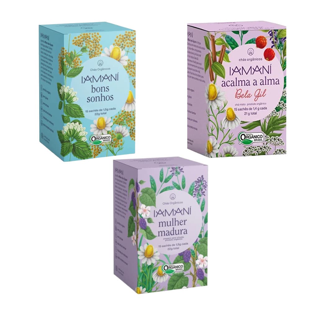 Kit 3 Chá Org Mulher Madura, Bons sonhos, Acalma Alma Iamaní