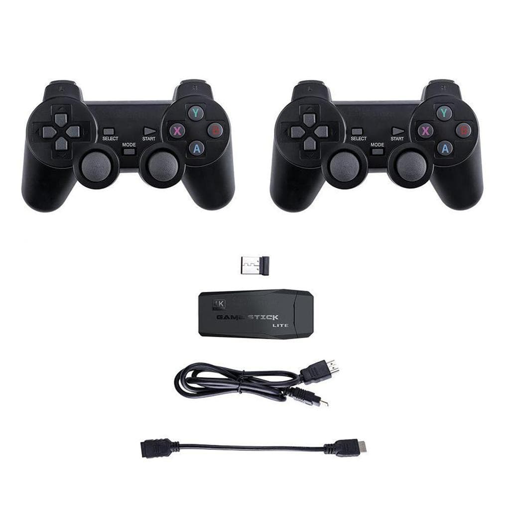 Video Game Stick Retro Controle Sem Fio HDMI 32G com 3500 Jogos 9 Emuladores MAME PS1 GB e 2 Controles 2.4G para TVs e M