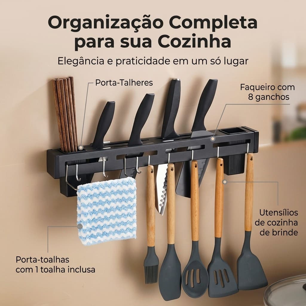 Escorredor de Faca Organizador Multiuso Para Cozinha Utensílios