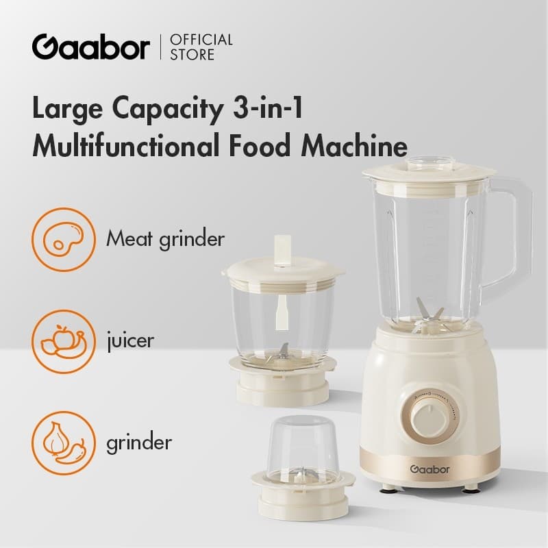 Gaabor Processador de Alimentos 220V 500W 1,6L Moedor de Carne Liquidificador Triturador Potente JM16M01A