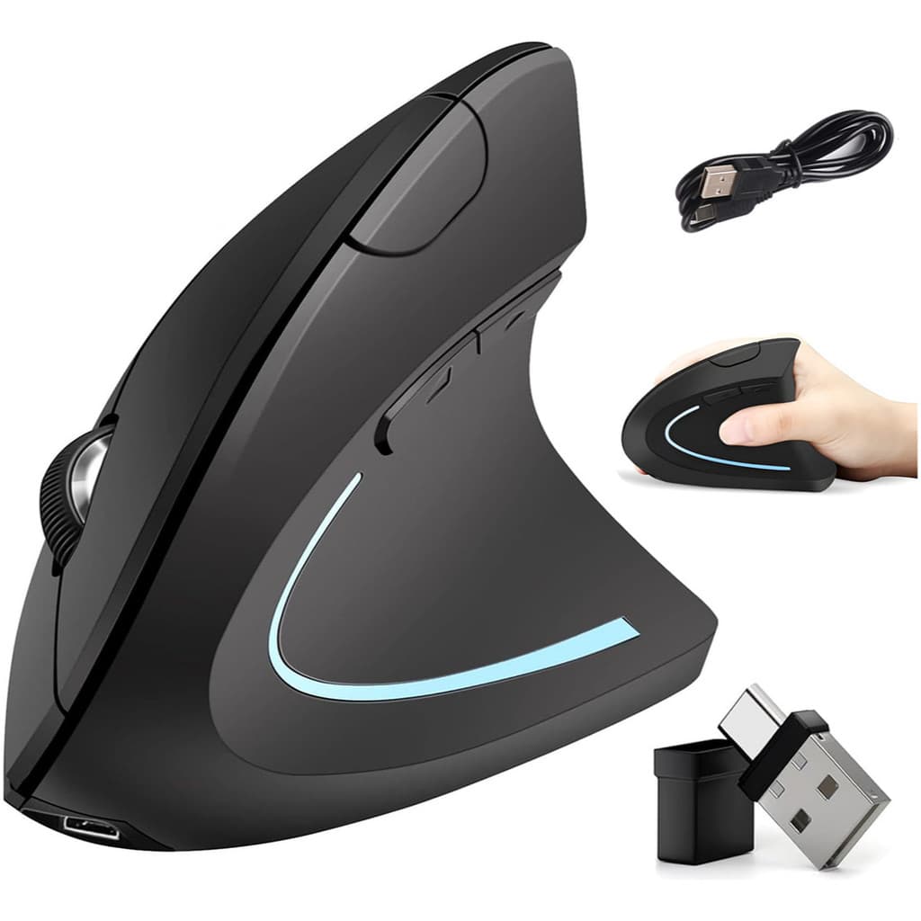 Mouse Vertical Ergonômico Bluetooth Sem Fio Recarregável