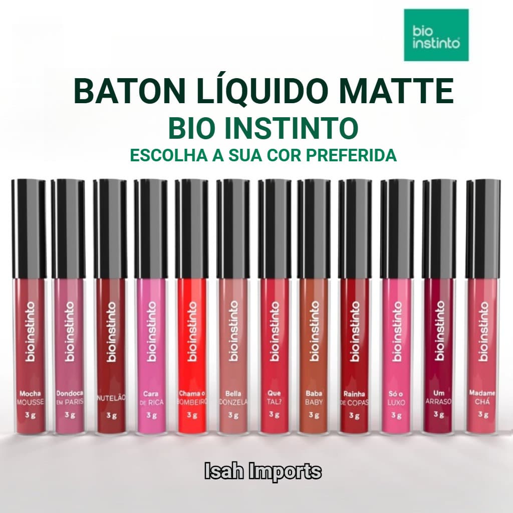 Batom Líquido Matte Bio Instinto Longa Duração Efeito Matte Alta Fixação Secagem Rápida - Lançamento
