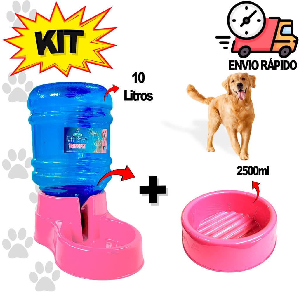 Bebedor de Água para Cachorro 10 Litros Bebedouro Cachorro + Comedouro Cachorro 2500ML Ração Pet
