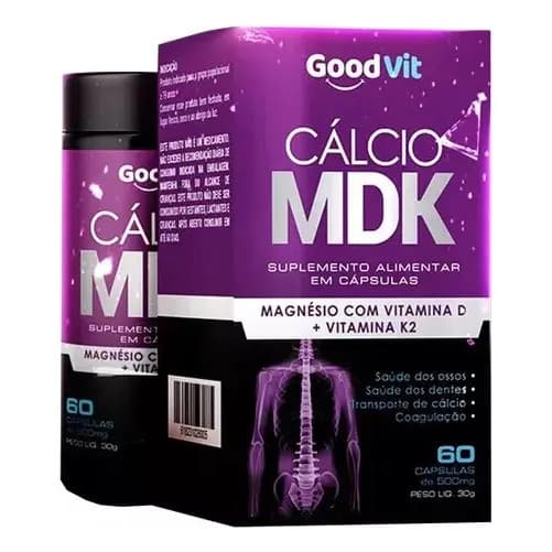 Suplemento Alimentar Good Vit Cálcio MDK 500mg com Magnésio e Vitamina D3 60 Cápsulas