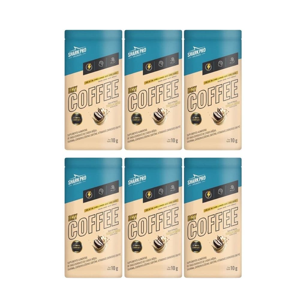 Kit 6 Sache Dry Coffee Vanilla 10g Pre Treino Intenso Shark Pro