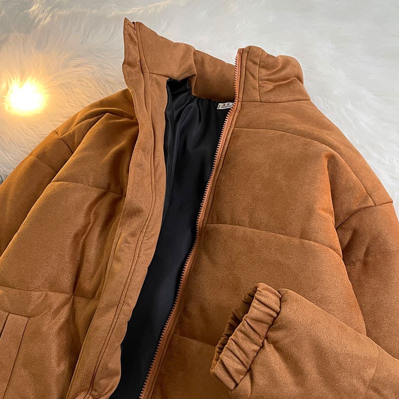 Jaqueta acolchoada de camurça masculina inverno Street wear jaqueta de pão espessada jaqueta acolchoada casal usar jaque