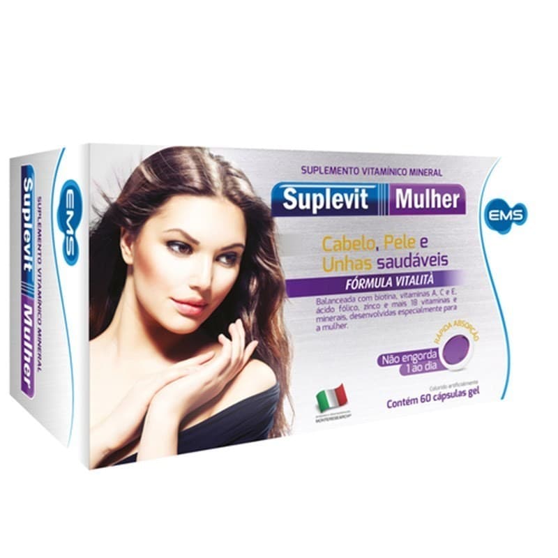 Suplevit Mulher Vitamina Cabelos e Unhas 60 Cápsulas EMS - Produto Original