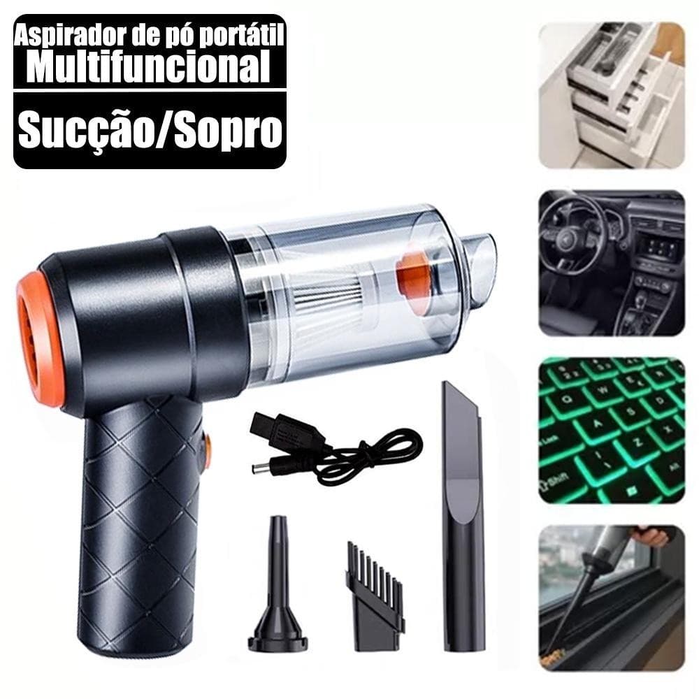 Aspirador De Pó Usb Portátil Completo Linha Premium Carro E Casa 2000mAhAspirador de pó 3 em 1, pode soprar ar e aspirar