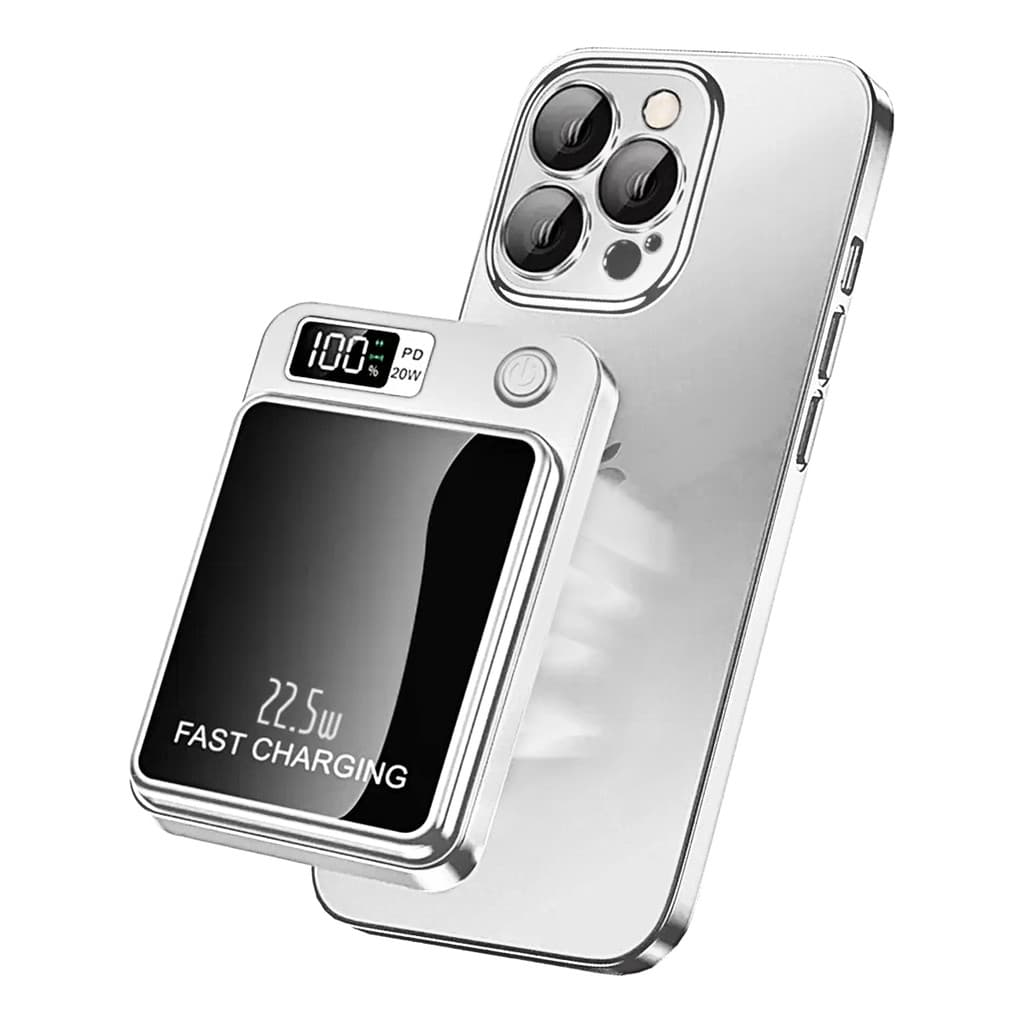 Carregador portátil ultrafino com display, 22,5W de potência magnética 10000 mAh Suporta carregamento rápido
