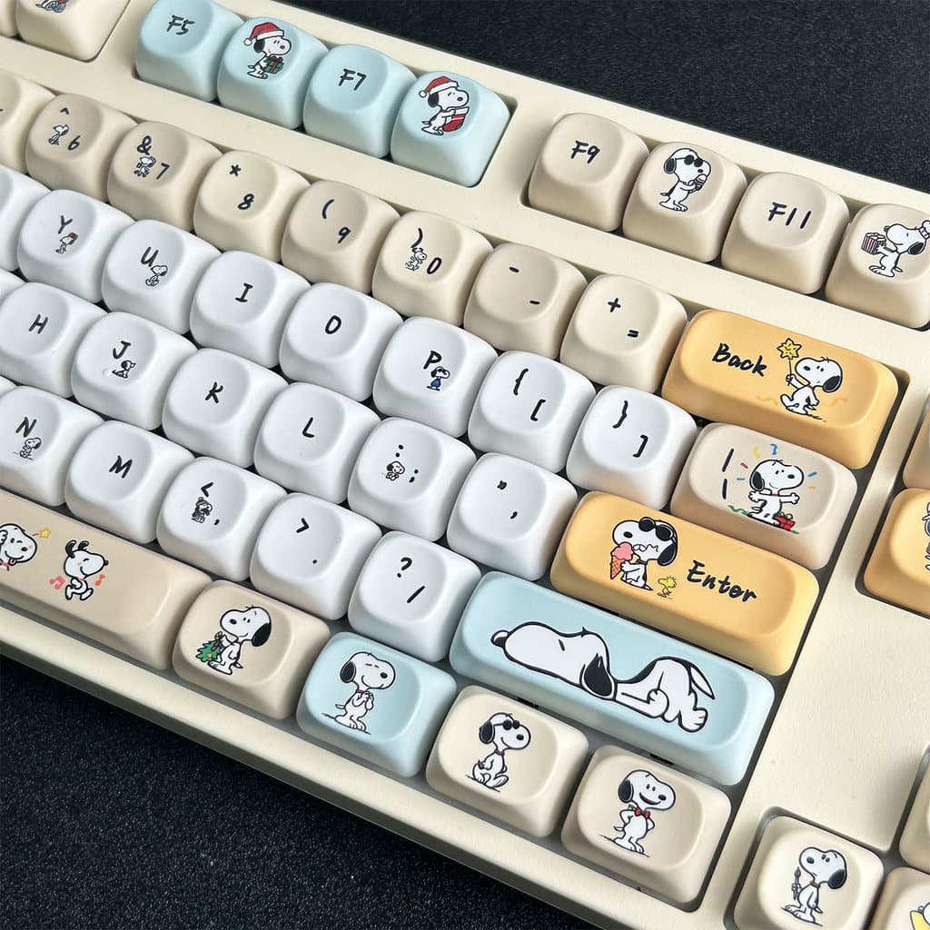 MAIMOOO Snoopy Keycap MOA Perfil 130 Teclas PBT Sublimação De Tinta Aula F75 F99 RK100 Mecânicas Redondas Dos Desenhos A