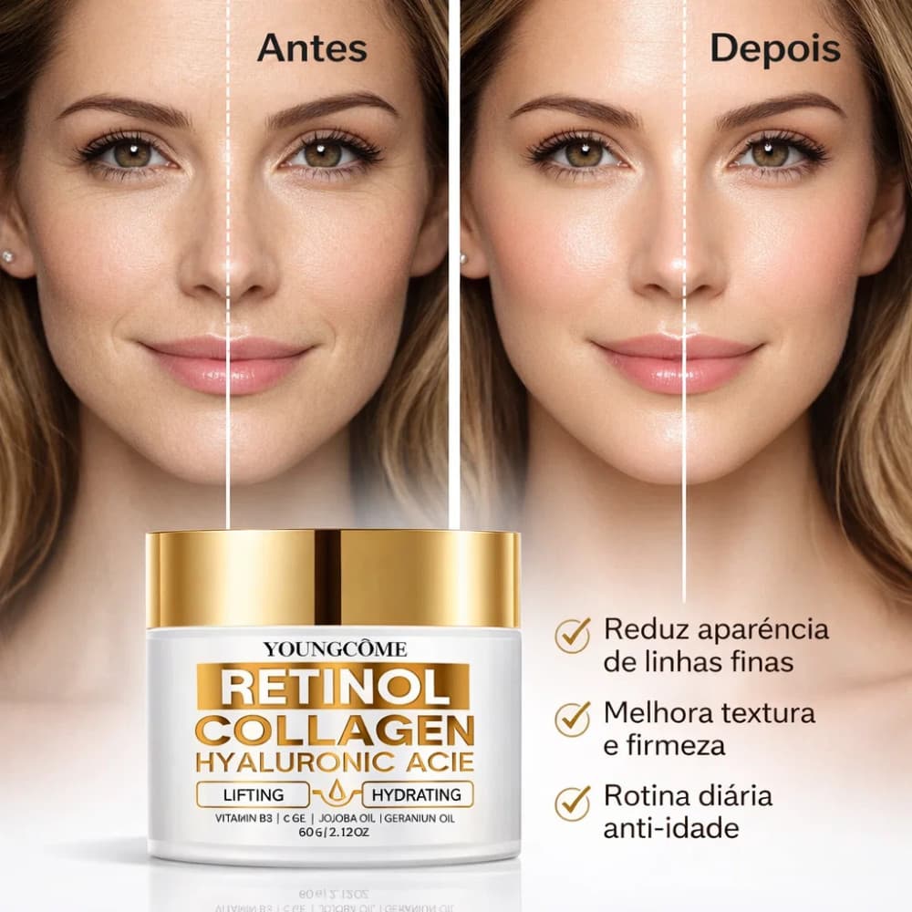 Creme Retinol Ácido Hialurônico Anti Idade Facial Linhas Finas Rejuvenescedor