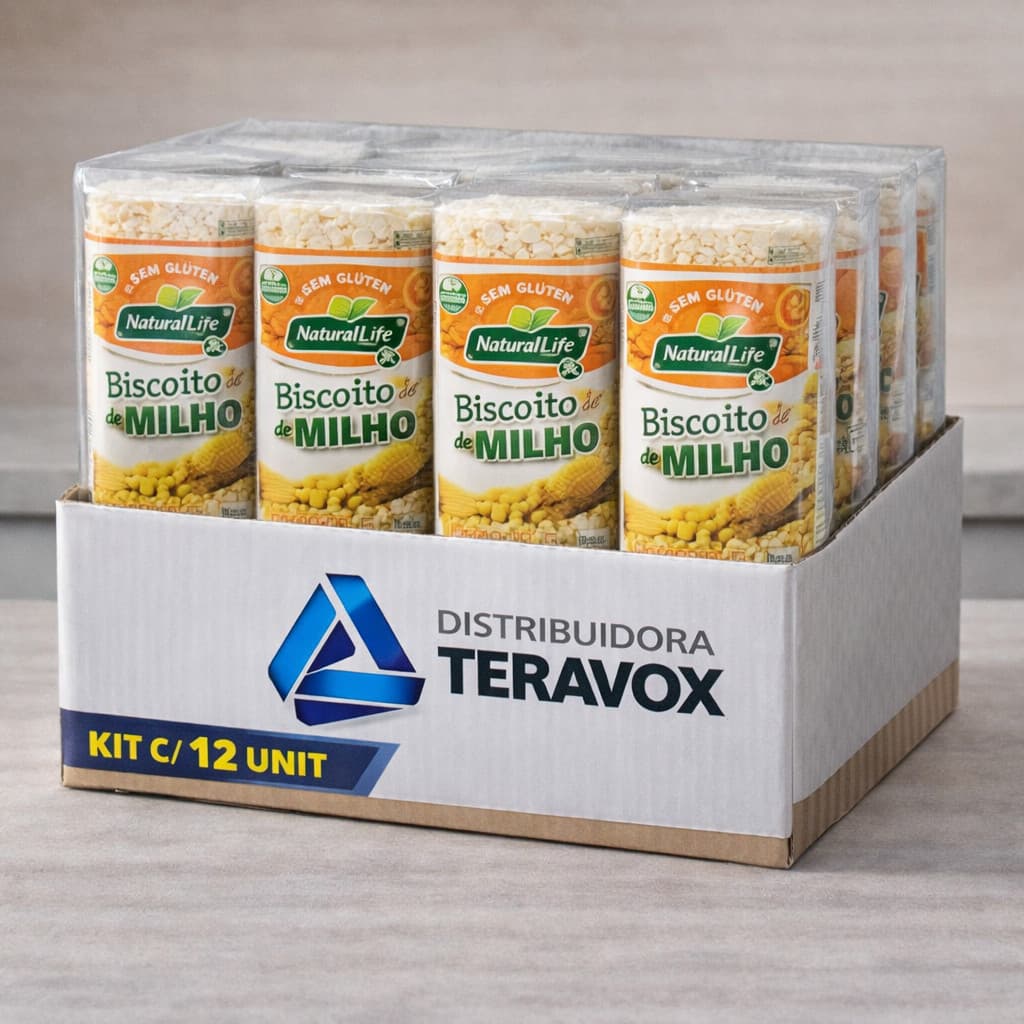Kit 12x Biscoito de Milho Natural Life 80g Sem Glúten Sem Sal | Snack Saudável