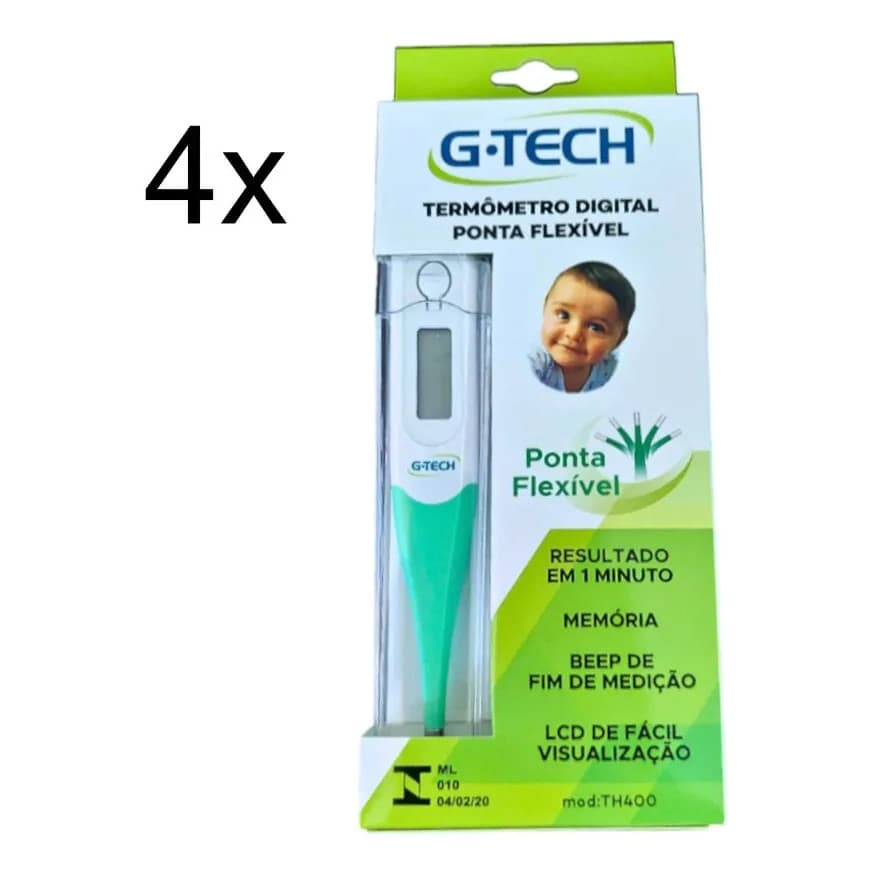 Kit 4 Termometro Digital Axilar Verde G-tech - 4 Unidades