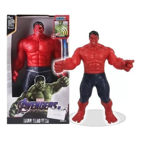 Bonecos Vingadores Articulado Avengers 30cm C/som E Luz HULK VERMELHO