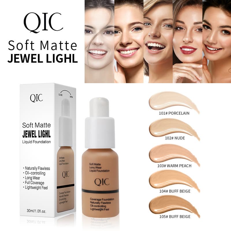 QIC base líquida à prova dwaterproof água controle de óleo corretivo fosco base líquida hidratante BB creme fundação cre